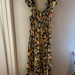 Sugarlips Black and Yellow Floral Maxi Dress